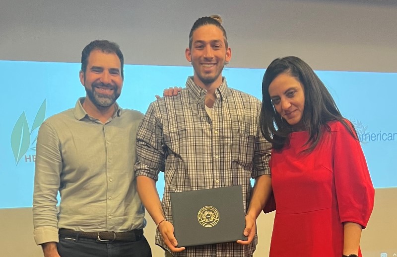 Dr. Panayotis Kalozoumis, Christian Moraitis (BSI ’23), and Dr. Themis Kaniklidou.