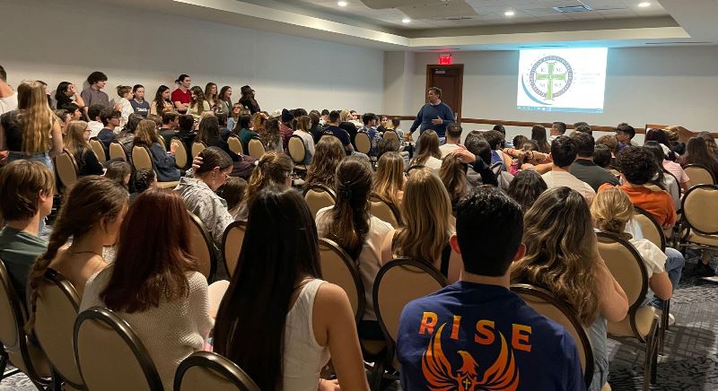 Pete Tsolis, Director of Business Programs with students at the FDF Festival.